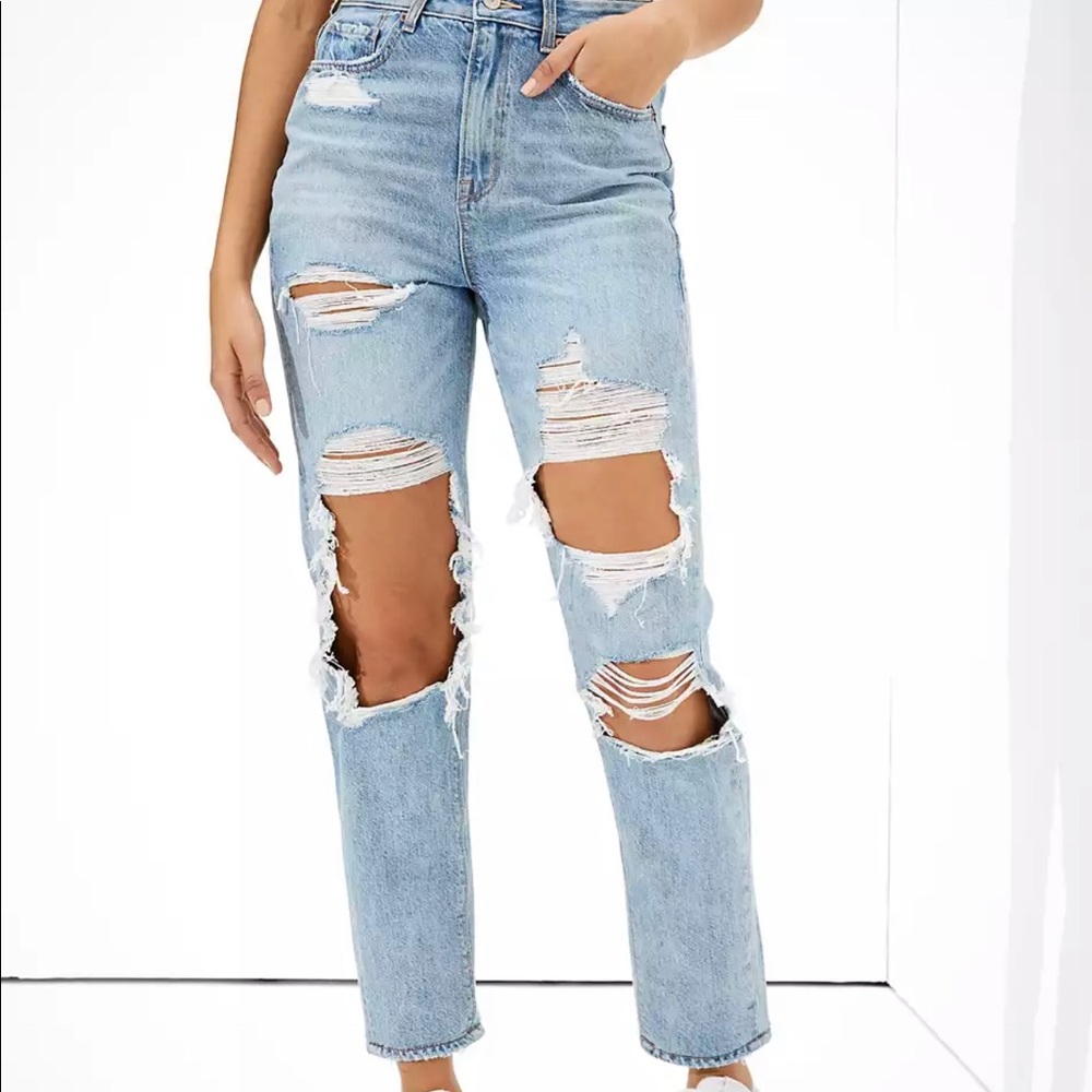 AE Ripped Highest Waist Mom Jeans